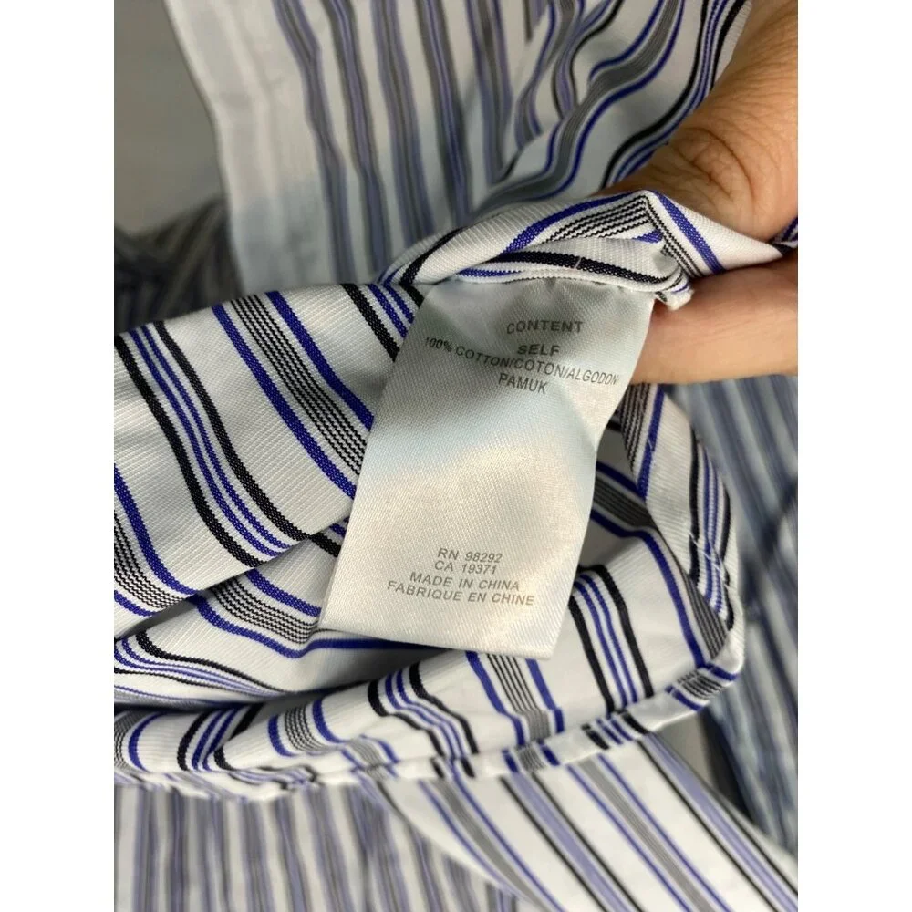 Tibi Liam Stripe V-Neck Shirt with Removable Tie Long Sleeve Button Front Size 2 - Picture 7 of 7